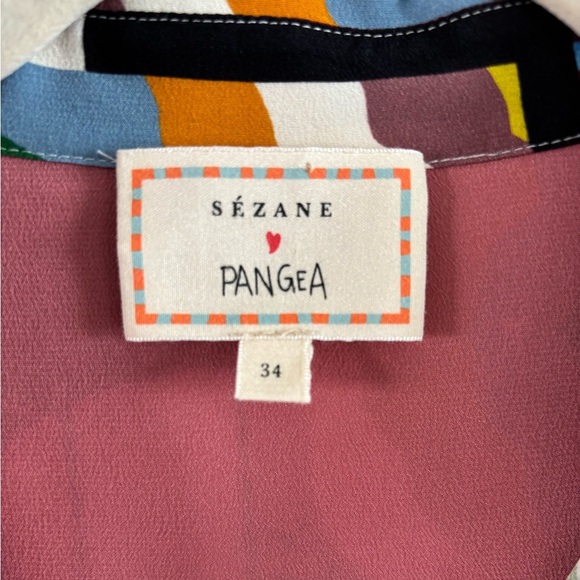 SÉZANE X PANGEA MAX SHIRT 100% Silk Button Down Long Sleeve Patchwork Multicolor - Picture 4 of 13